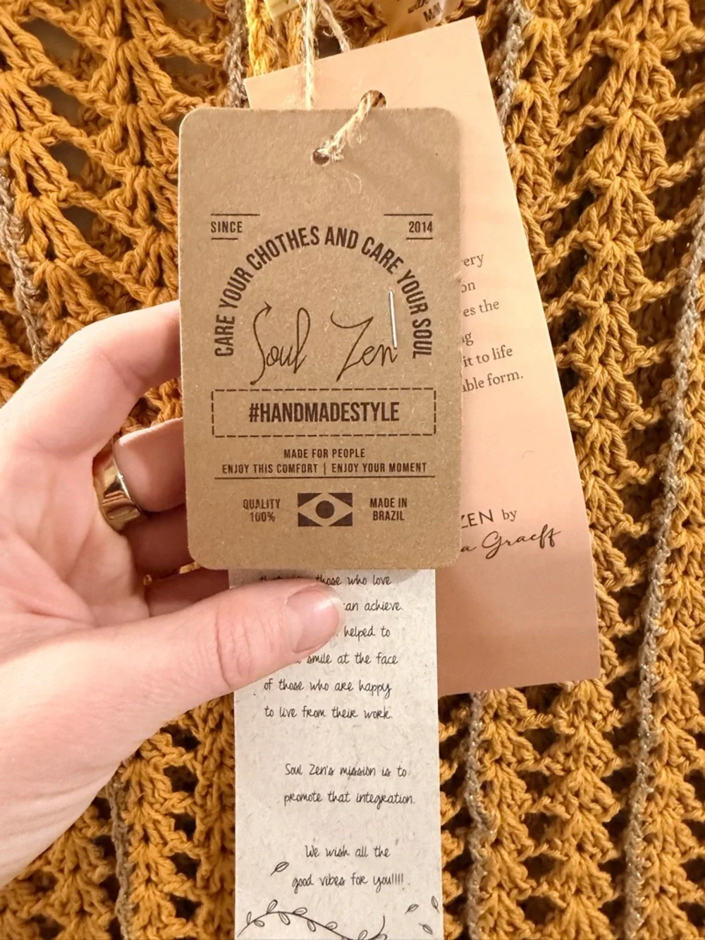 Handmade Mustard Crochet Wide-Leg Pants - Picture 2 of 2
